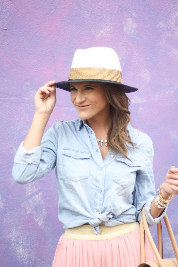 Pink Pant & Chambray Shirt