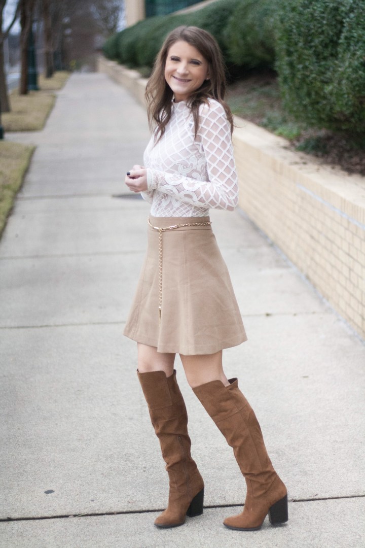 Lace Bodysuit & Short Skirt