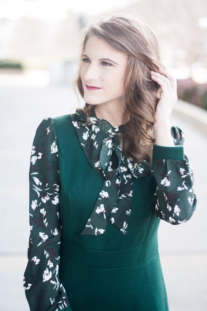 Work Wear: Green Floral Dress